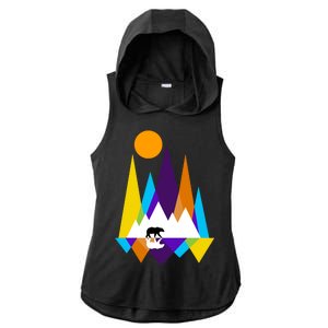 Retro Mount Bear Sunset Ladies PosiCharge Tri-Blend Wicking Draft Hoodie Tank