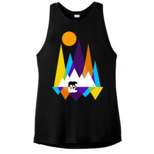 Retro Mount Bear Sunset Ladies PosiCharge Tri-Blend Wicking Tank