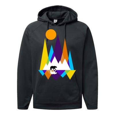 Retro Mount Bear Sunset Performance Fleece Hoodie