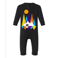 Retro Mount Bear Sunset Infant Fleece One Piece