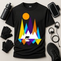 Retro Mount Bear Sunset Cooling Performance Crew T-Shirt