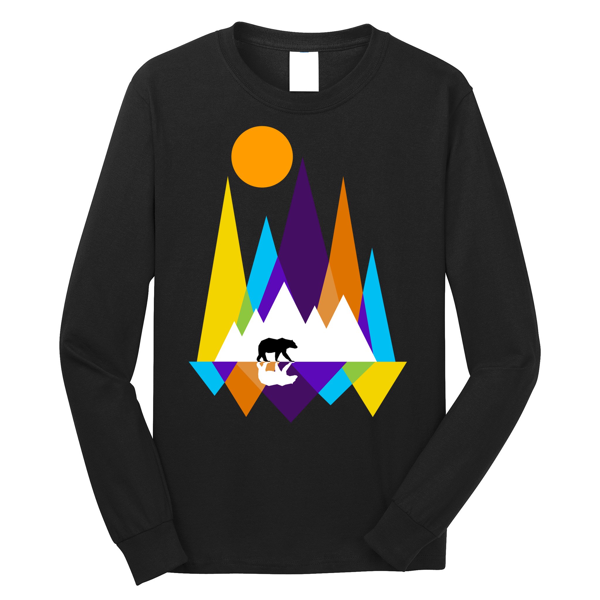 Retro Mount Bear Sunset Long Sleeve Shirt