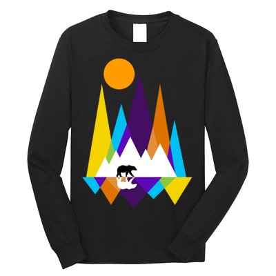 Retro Mount Bear Sunset Long Sleeve Shirt