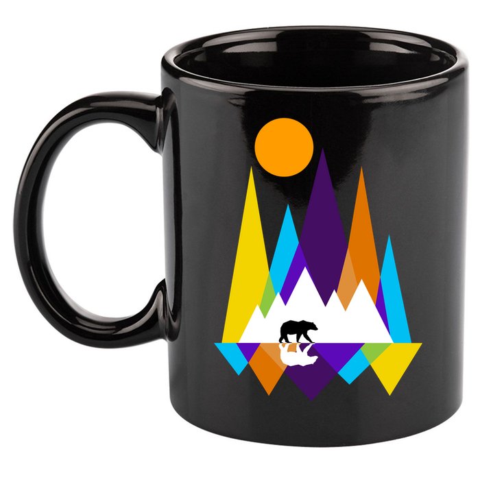 Retro Mount Bear Sunset 11oz C Handle Ceramic Mug