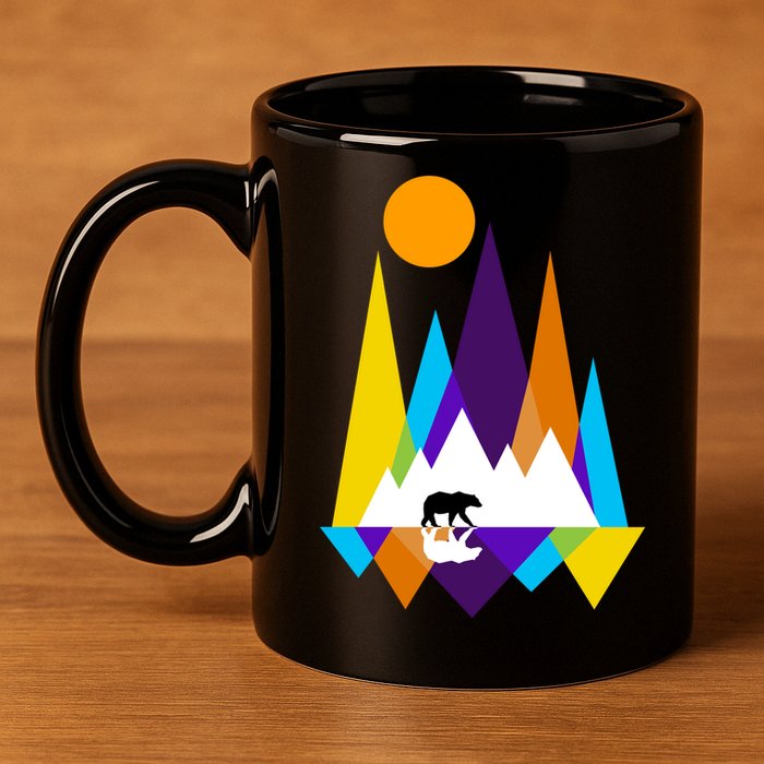 Retro Mount Bear Sunset 11oz C Handle Ceramic Mug