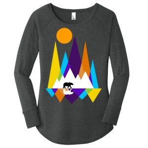 Retro Mount Bear Sunset Women's Perfect Tri Tunic Long Sleeve Shirt