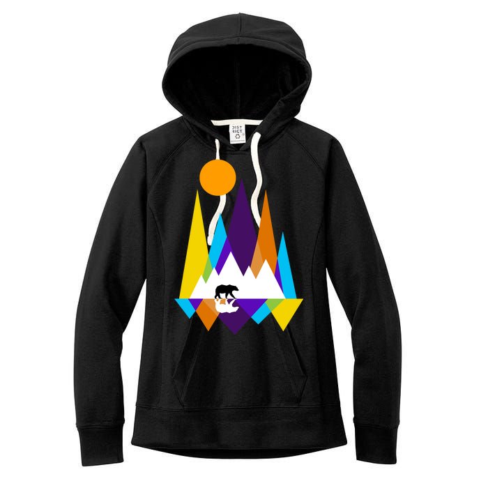 Retro Mount Bear Sunset Women's Fleece Hoodie