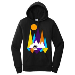 Retro Mount Bear Sunset Women's Pullover Hoodie