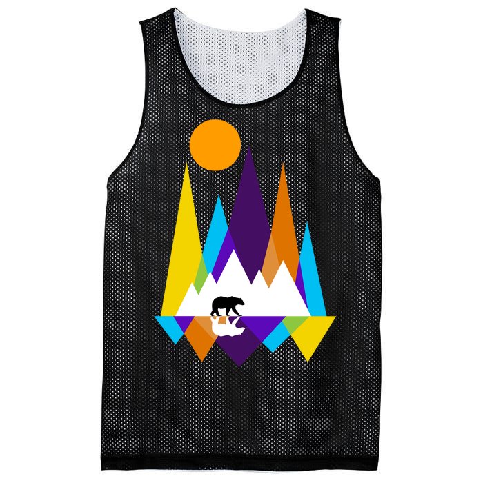 Retro Mount Bear Sunset Mesh Reversible Basketball Jersey Tank