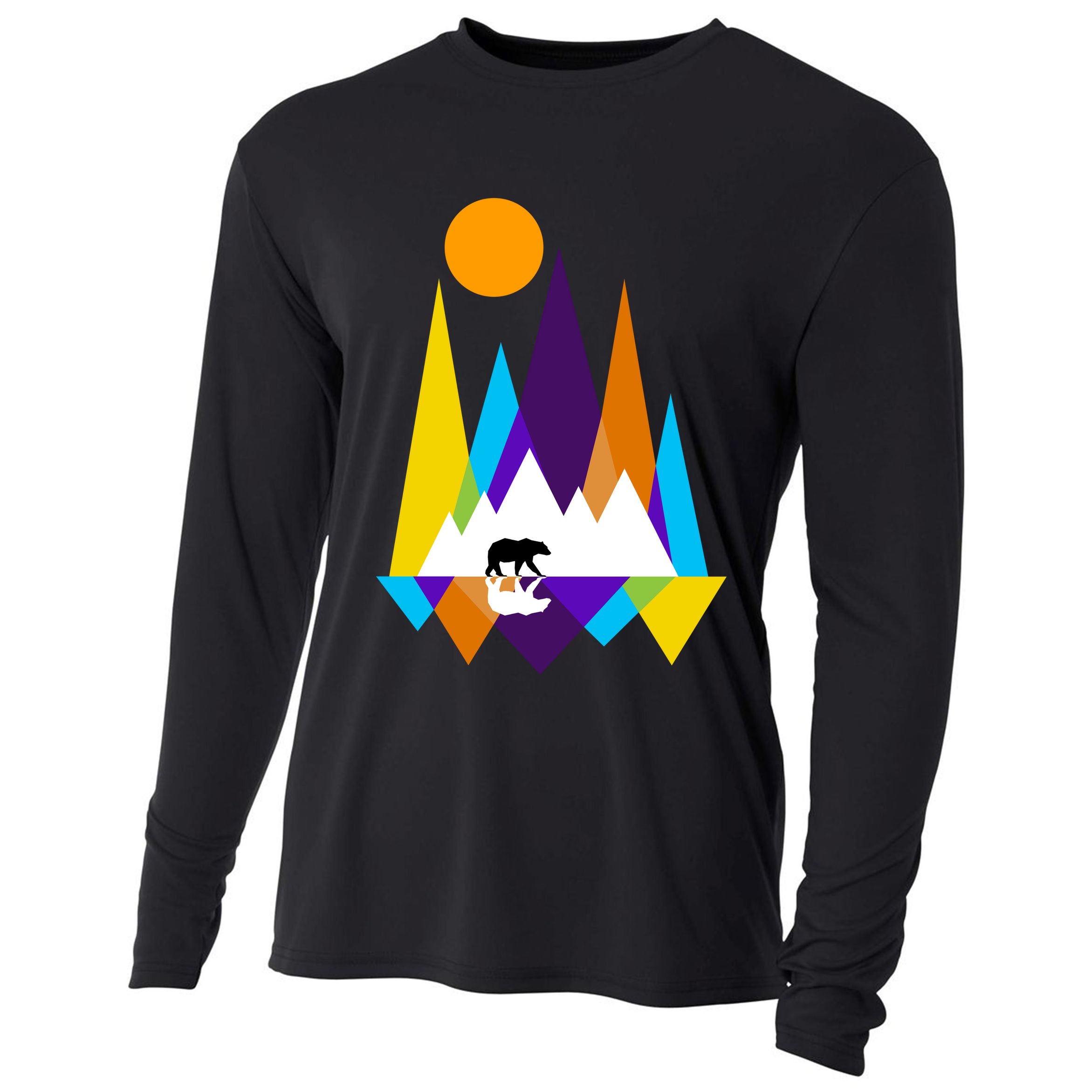 Retro Mount Bear Sunset Cooling Performance Long Sleeve Crew