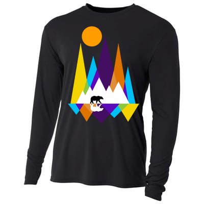 Retro Mount Bear Sunset Cooling Performance Long Sleeve Crew