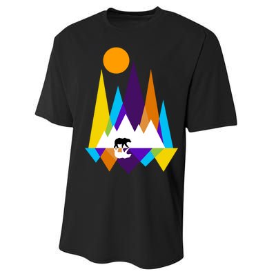 Retro Mount Bear Sunset Performance Sprint T-Shirt