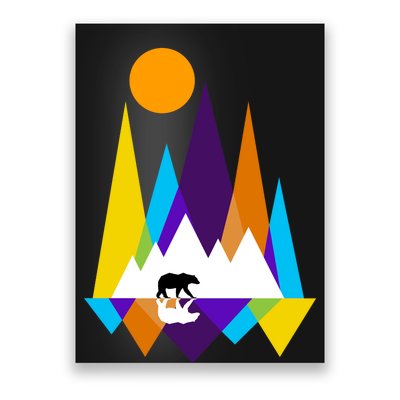 Retro Mount Bear Sunset Poster