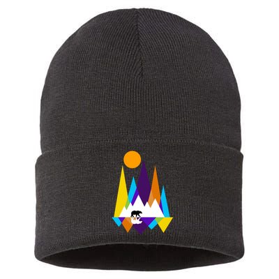 Retro Mount Bear Sunset Sustainable Knit Beanie