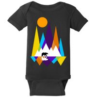 Retro Mount Bear Sunset Baby Bodysuit