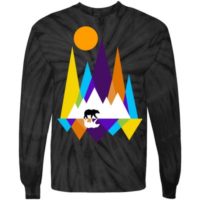 Retro Mount Bear Sunset Tie-Dye Long Sleeve Shirt