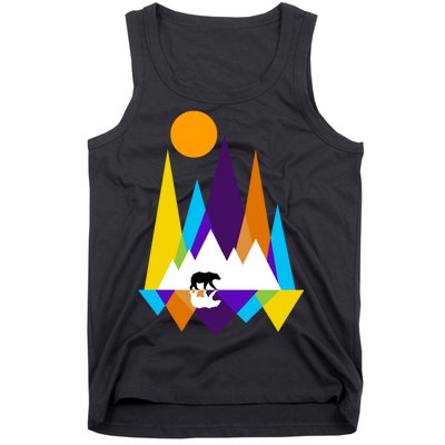 Retro Mount Bear Sunset Tank Top