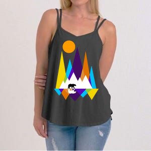 Retro Mount Bear Sunset Women's Strappy Tank