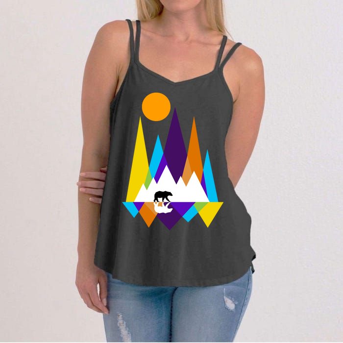 Retro Mount Bear Sunset Women's Strappy Tank