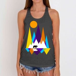 Retro Mount Bear Sunset Women's Knotted Racerback Tank