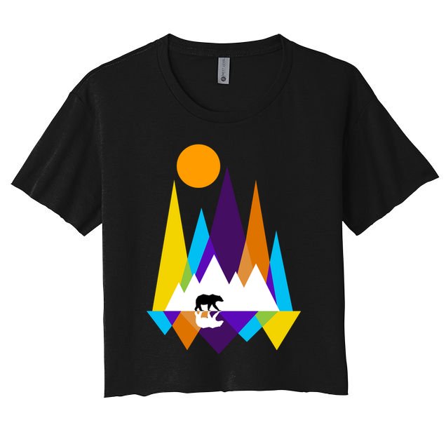 Retro Mount Bear Sunset Crop Top