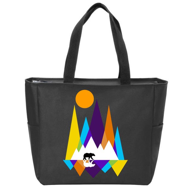 Retro Mount Bear Sunset Zip Tote Bag