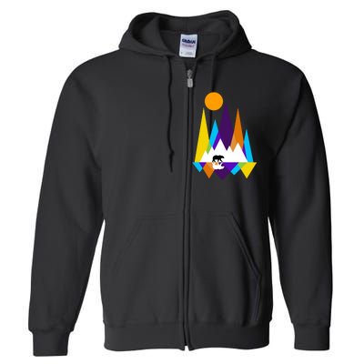 Retro Mount Bear Sunset Full Zip Hoodie