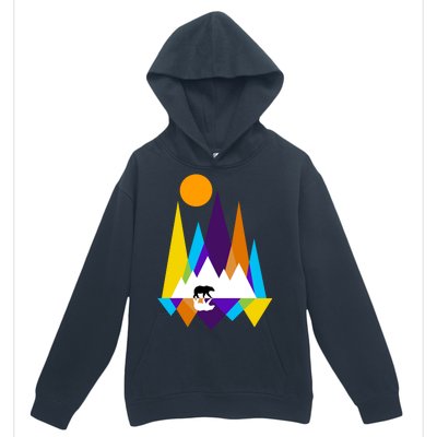 Retro Mount Bear Sunset Urban Pullover Hoodie