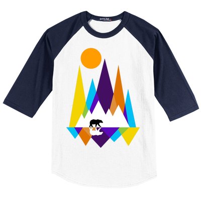 Retro Mount Bear Sunset Baseball Sleeve Shirt