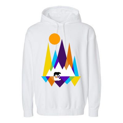 Retro Mount Bear Sunset Garment-Dyed Fleece Hoodie