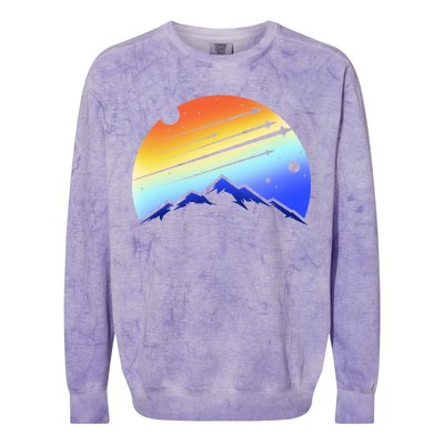 Retro Mountain Stars Colorblast Crewneck Sweatshirt