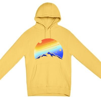 Retro Mountain Stars Premium Pullover Hoodie