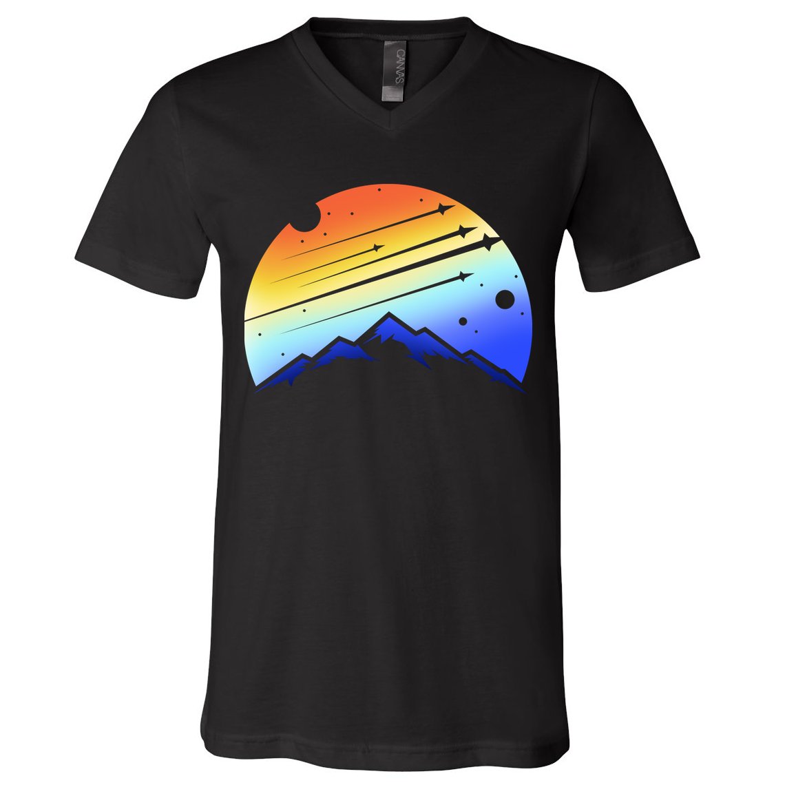 Retro Mountain Stars V-Neck T-Shirt