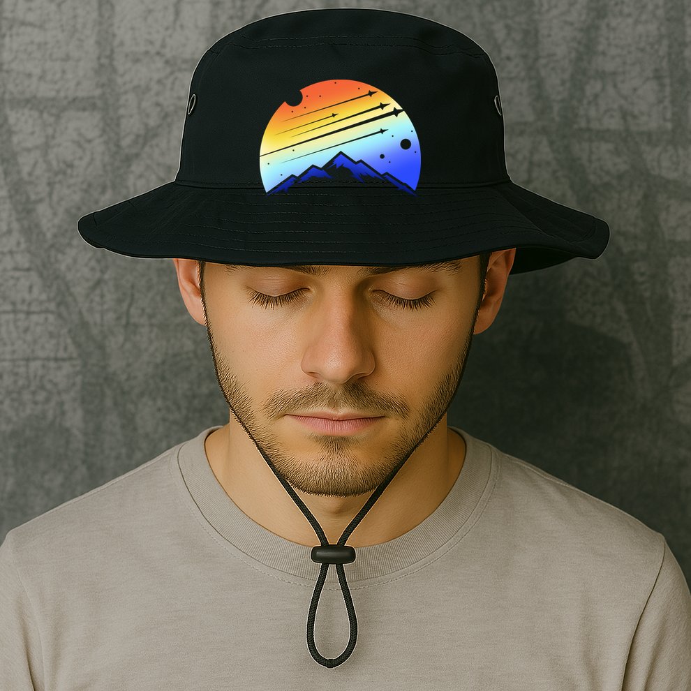 Retro Mountain Stars Bucket Hat