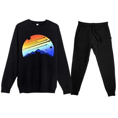 Retro Mountain Stars Premium Crewneck Sweatsuit Set