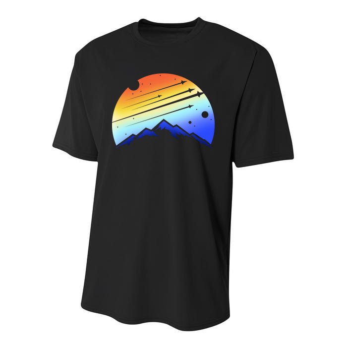 Retro Mountain Stars Youth Performance Sprint T-Shirt