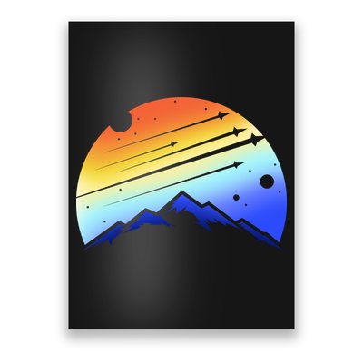 Retro Mountain Stars Poster