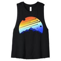 Retro Mountain Stars Women's Racerback Cropped Tank