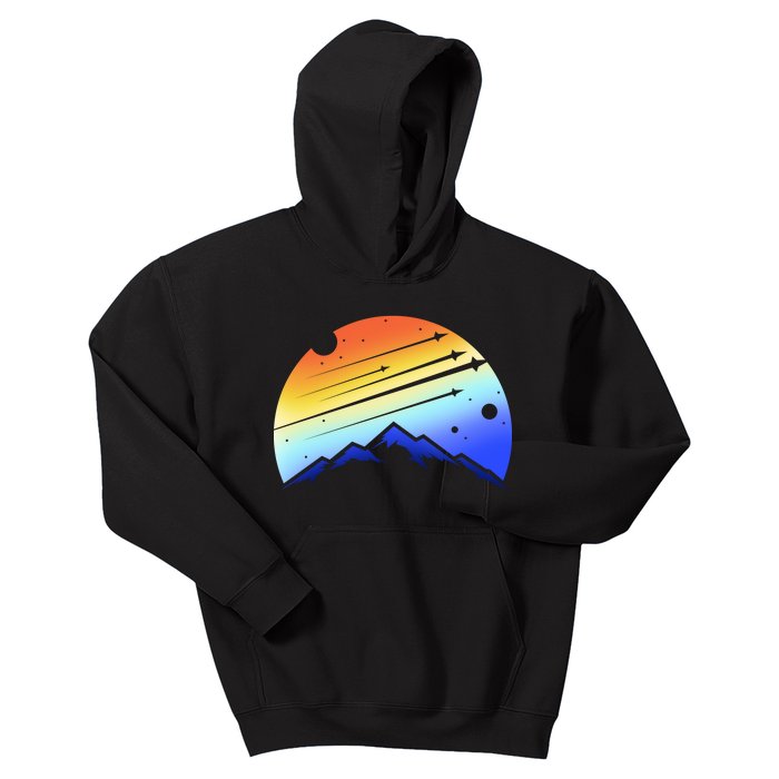 Retro Mountain Stars Kids Hoodie