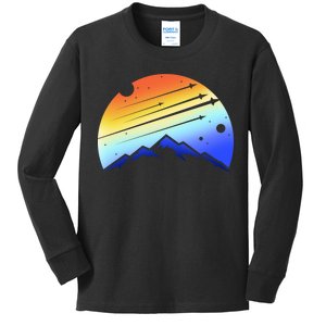 Retro Mountain Stars Kids Long Sleeve Shirt