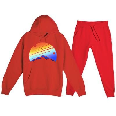 Retro Mountain Stars Premium Hooded Sweatsuit Set