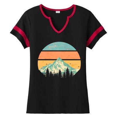 Retro Mountain Wilderness Vintage Ladies Halftime Notch Neck Tee