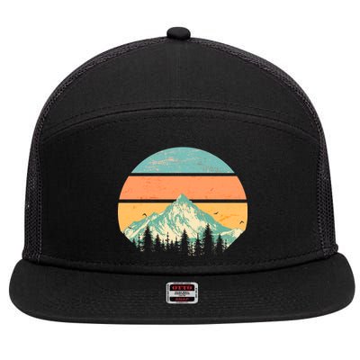 Retro Mountain Wilderness Vintage 7 Panel Mesh Trucker Snapback Hat