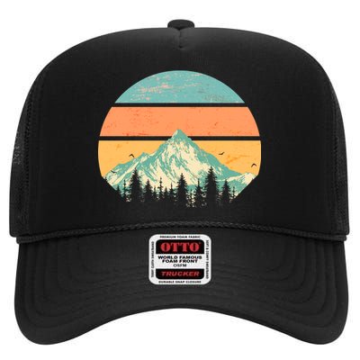 Retro Mountain Wilderness Vintage High Crown Mesh Back Trucker Hat