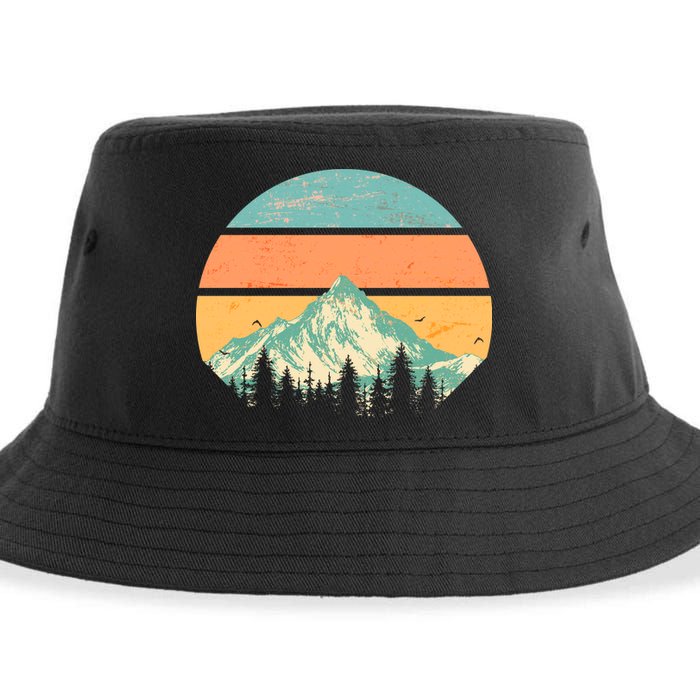 Retro Mountain Wilderness Vintage Sustainable Bucket Hat