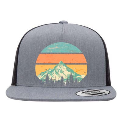 Retro Mountain Wilderness Vintage Flat Bill Trucker Hat