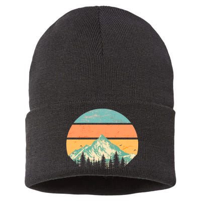 Retro Mountain Wilderness Vintage Sustainable Knit Beanie