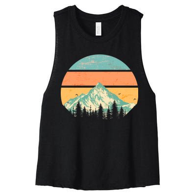 Retro Mountain Wilderness Vintage Women's Racerback Cropped Tank