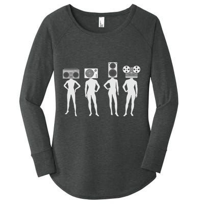 Retro Music Head Women's Perfect Tri Tunic Long Sleeve Shirt