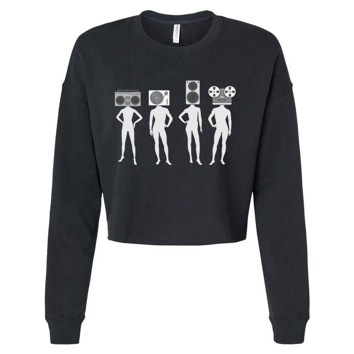 Retro Music Head Cropped Pullover Crew